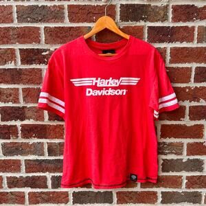 Harley-Davidson Museum Red White Logo Racing Stripe T-Shirt M